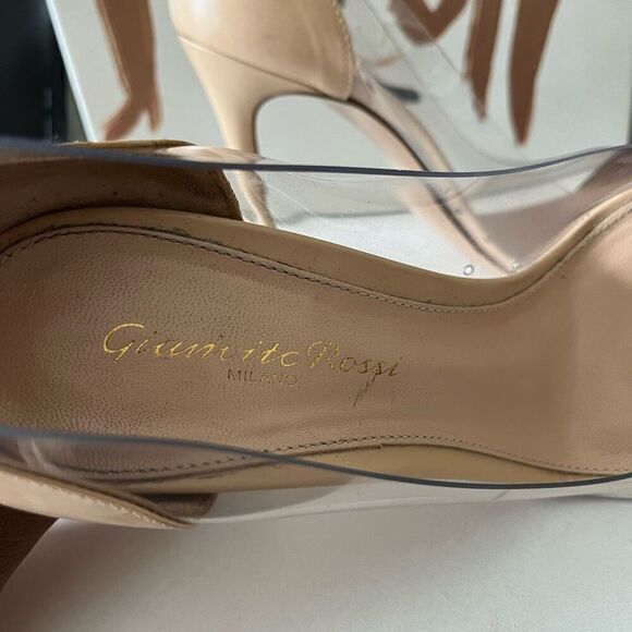 Gianvito Rossi Plexi 105 Black Nude Leather Stiletto Heel PVC Pumps Size 36.5 - Picture 7 of 9